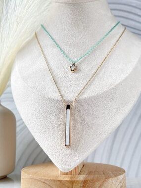 Park Lane Gold Layered Necklace Set with Turquoise Beads